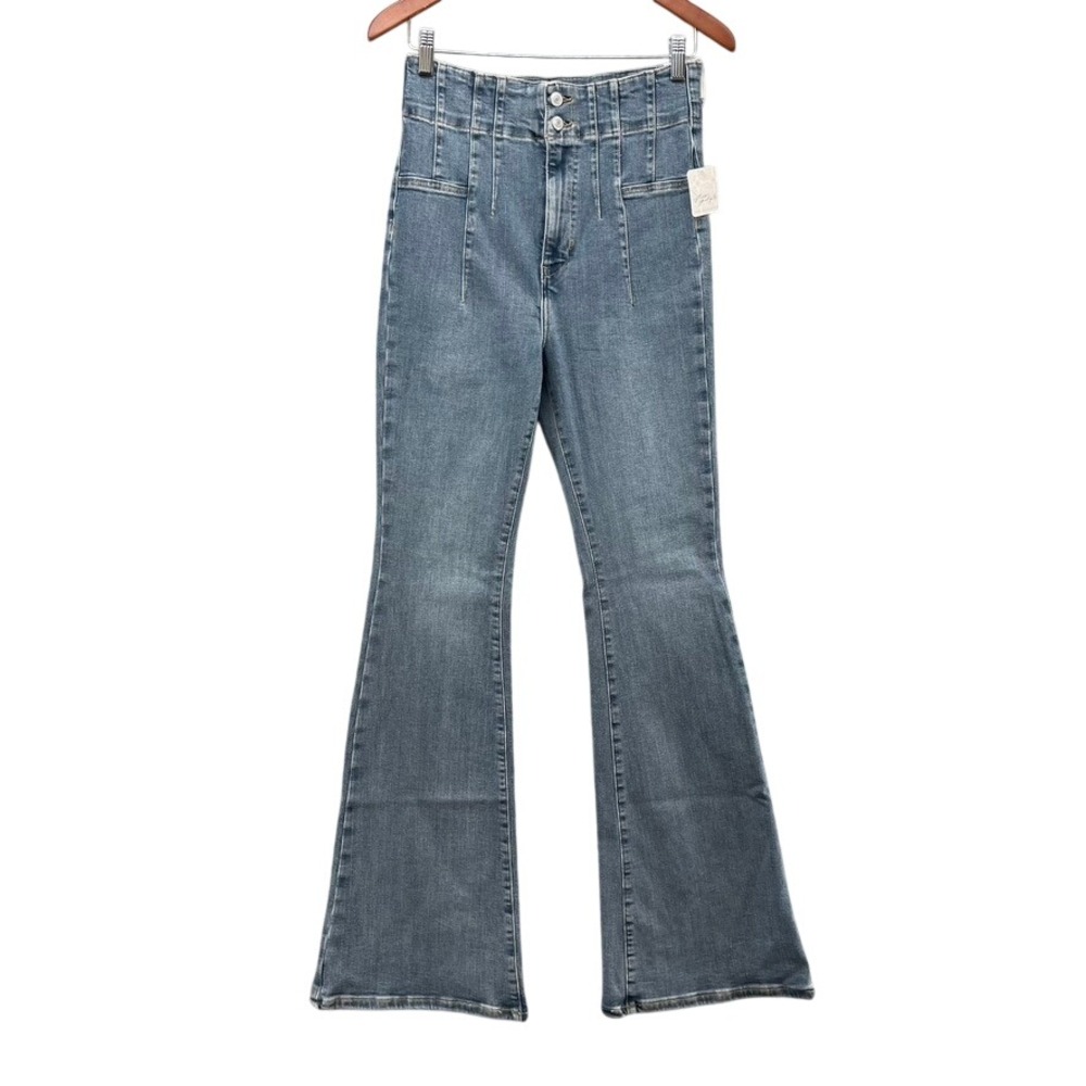 We The Free Jayde Flare Jeans Womens 30 10 Blue Grey High Rise Stretch Denim NEW